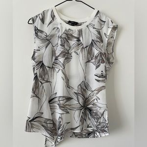 White and grey floral tank with waist tie